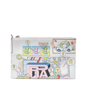 Prada Pouch Clutch Bag Triangular Plate Comic